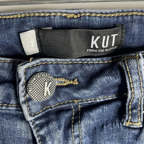 KUT From the Kloth Skinny Ankle Jeans Women’s 2 Floral Embroidered Medium Wash - Picture 3 of 11